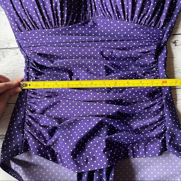 Miraclesuit Purple Polka Dot One Piece Swimsuit Size 8 - Picture 10 of 12